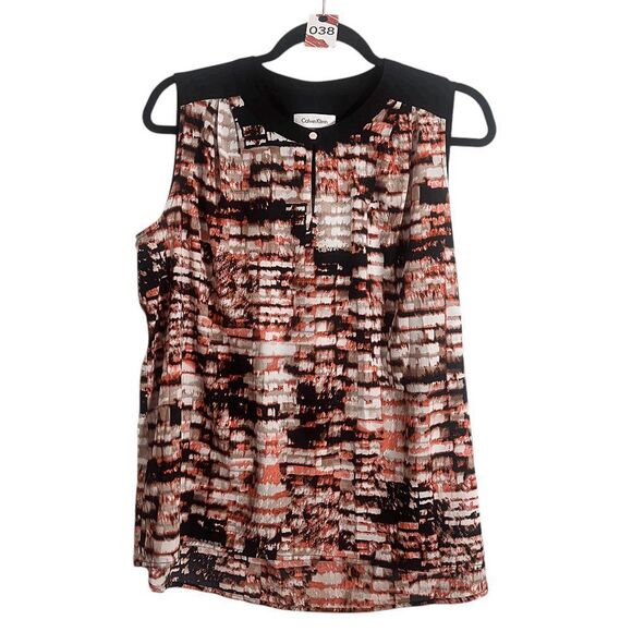 Calvin Klein Womens Top LARGE Multicolor Sleeveless - Picture 1 of 3